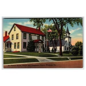 St. Francis Xavier Church Community Center Winthrop ME Linen Postcard